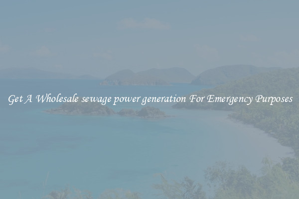 Get A Wholesale sewage power generation For Emergency Purposes