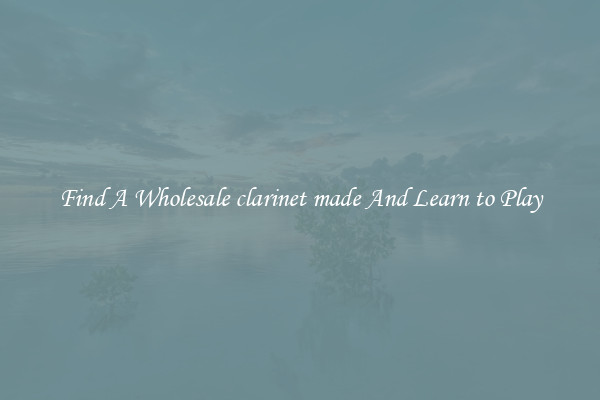 Find A Wholesale clarinet made And Learn to Play